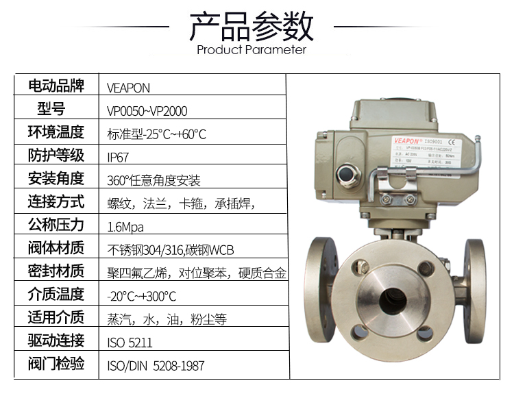【VEAPON】電動法蘭三通球閥 【VEAPON】電動法蘭三通球閥